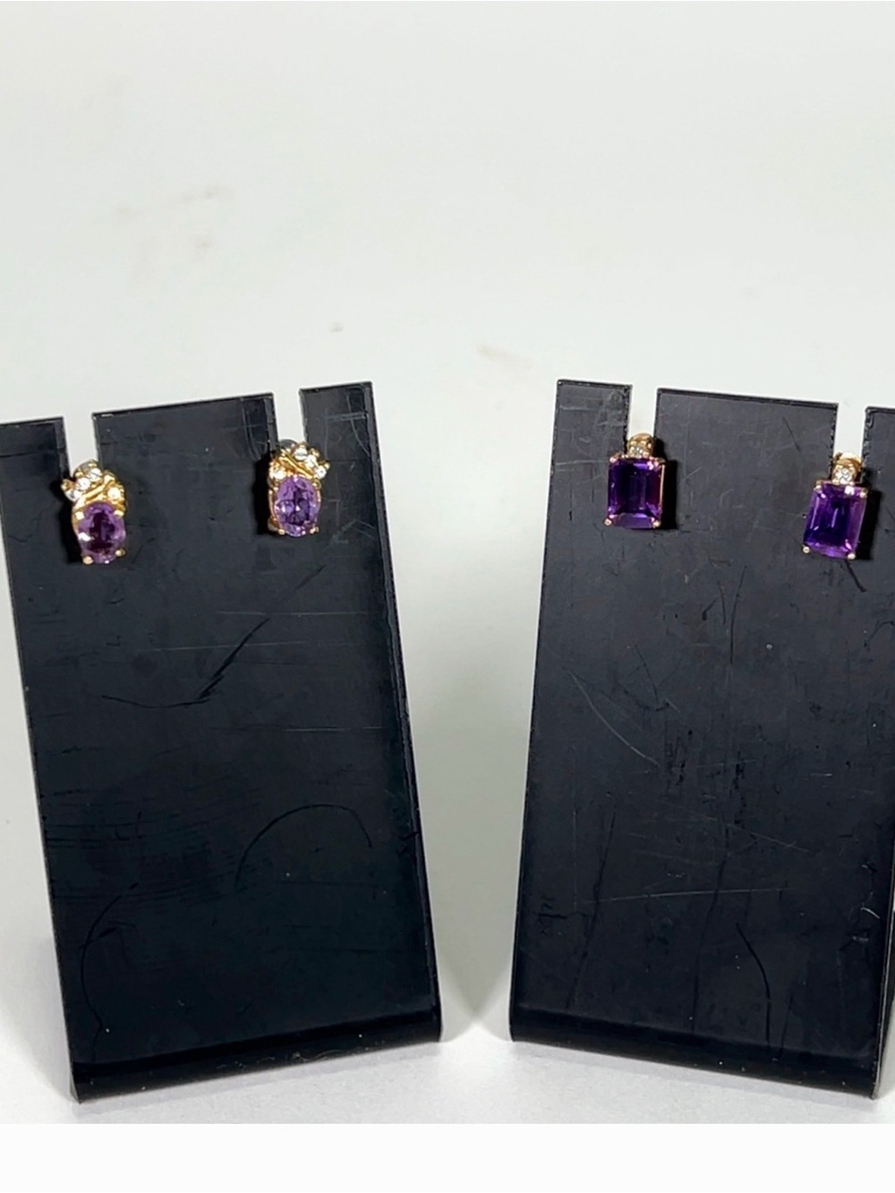 Gold-Plated Amethyst Stud Earrings - 2Pair